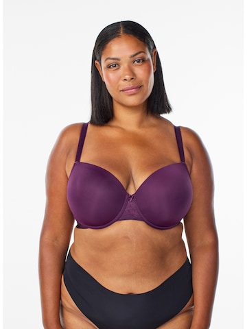 T-shirt Reggiseno 'Lfie' di Devoted by Zizzi in lilla: frontale