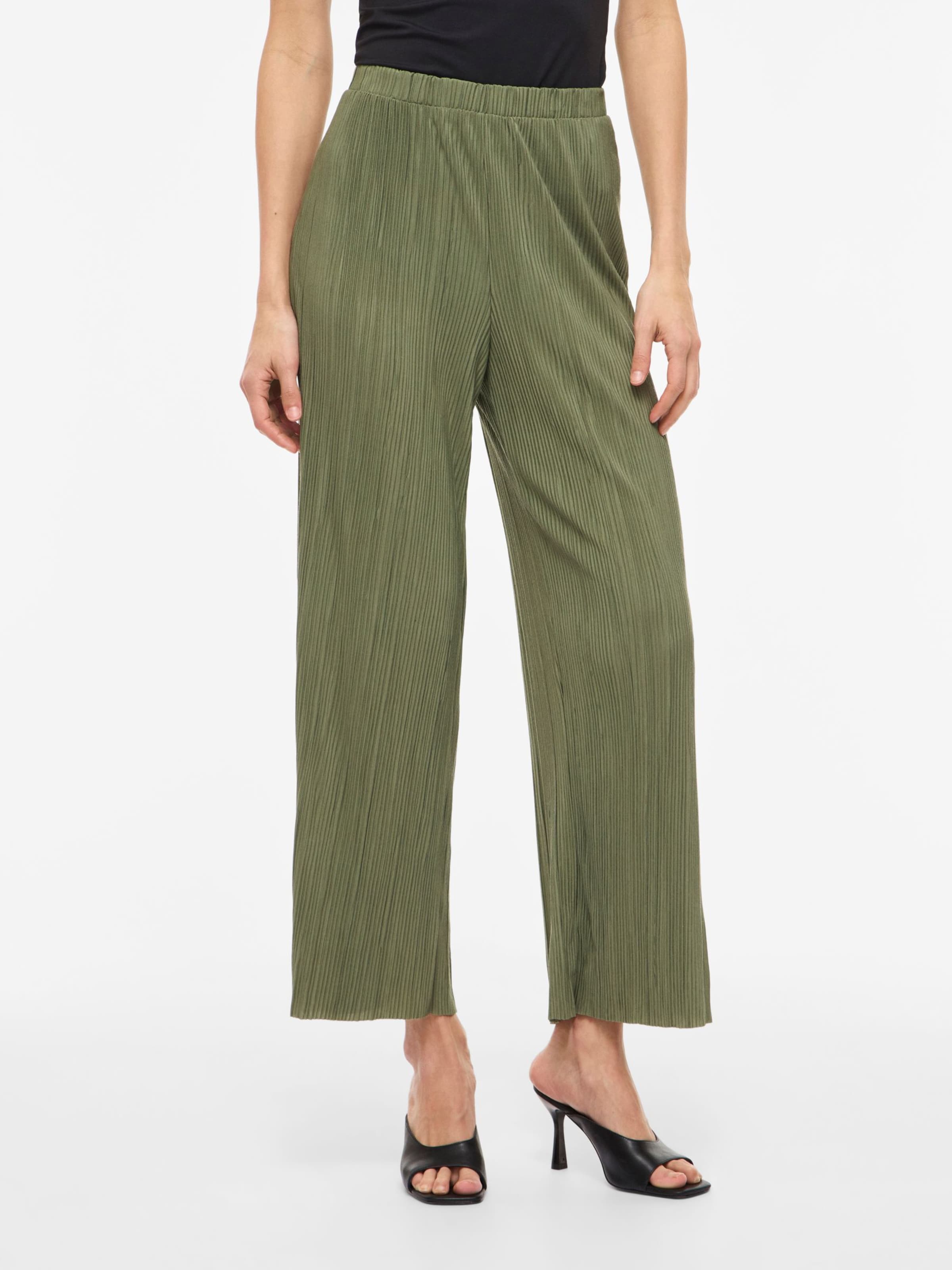 VILAWide Leg/ Široke nogavice Hlače 'VIPLISA' - zelena boja