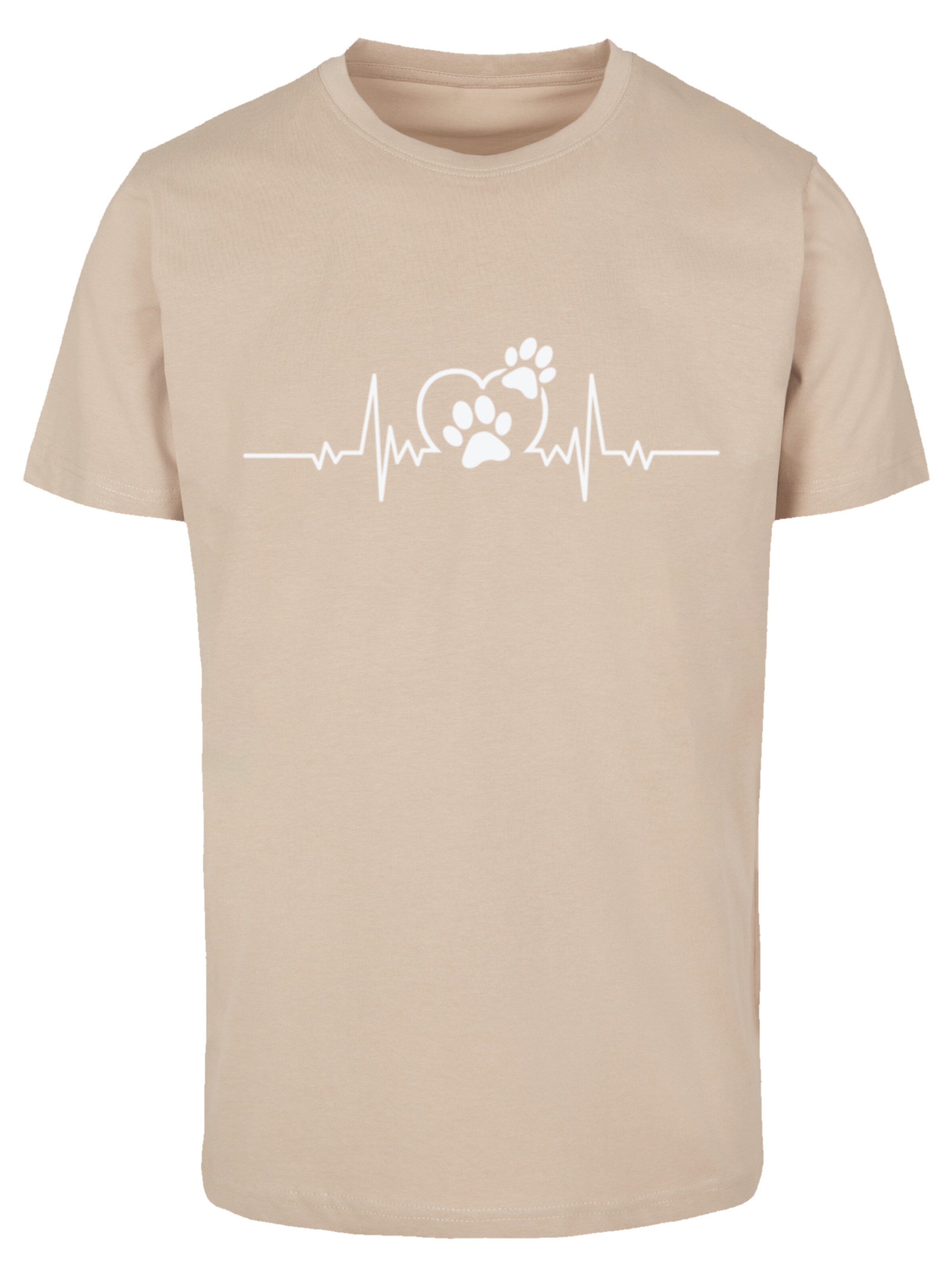 T-Shirt 'Heartbeat Dog Love' F4NT4STIC en beige : devant
