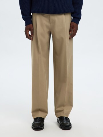 SELECTED Loosefit Bundfaltenhose 'SLH220' in Grau: Vorderseite