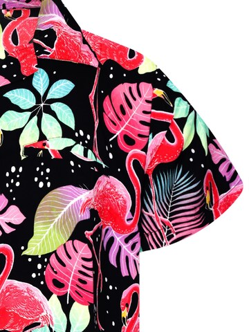King Kameha Shirt 'Funky Flamingos'‌‌‌‌‌‌‌ in Schwarz