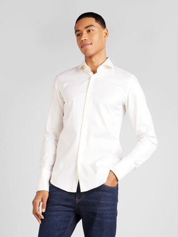 Coupe slim Chemise business 'H-Hank' BOSS en blanc : devant