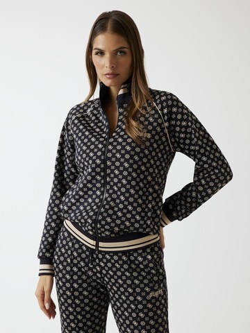 GUESS Zip-Up Hoodie 'Scuba' in Black: front