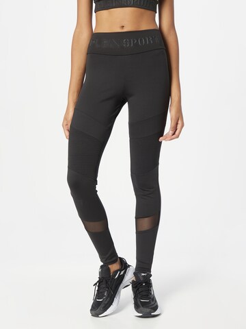 Plein Sport Skinny Leggings in Black: front