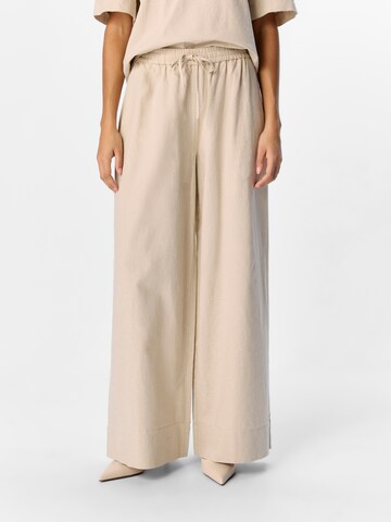 Wide leg Pantaloni 'OBJViggo' di OBJECT in beige: frontale