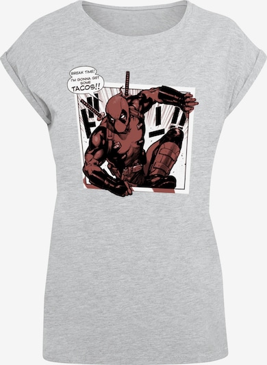 ABSOLUTE CULT T-Shirt 'Deadpool - Tacos Breaktime' in grau / bordeaux / schwarz / weiß, Produktansicht