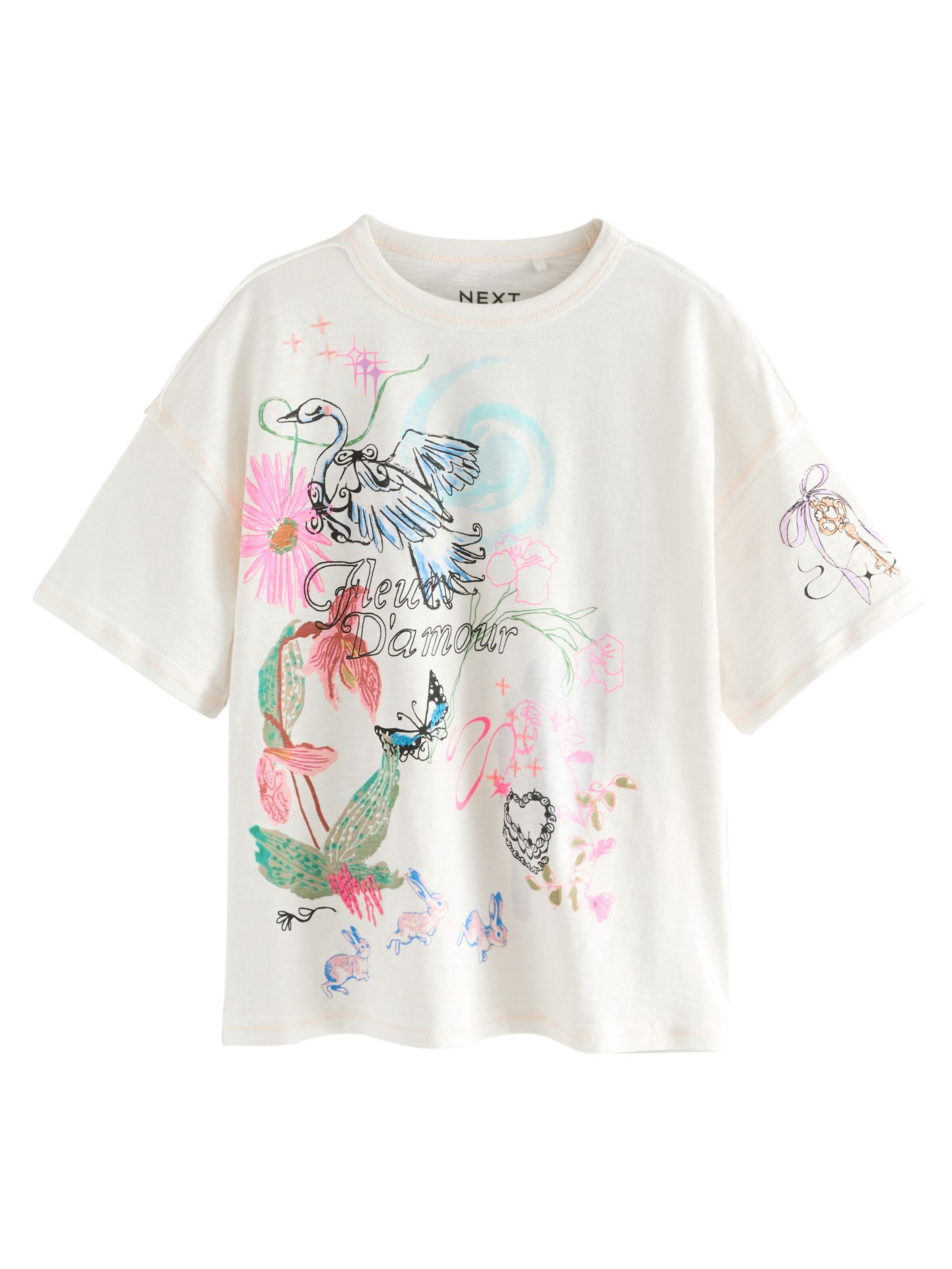 T-Shirt Next en blanc : devant