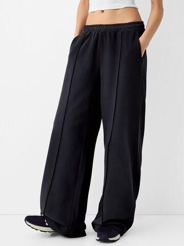 Wide leg Pantaloni de la Bershka pe albastru: față