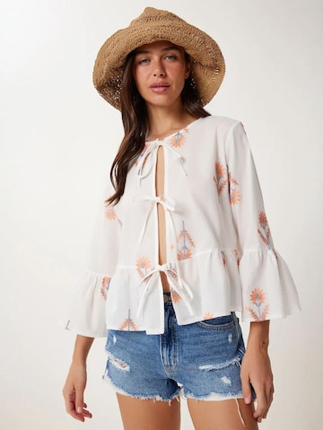 Happiness İstanbul Bluse in Weiß: Vorderseite