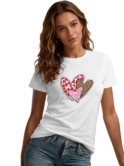 GORHEY Camiseta 'Women's Summer Casual Cotton T-Shirt with Heart Print' en blanco, Vista del producto