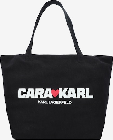 KARL LAGERFELD x CARA DELEVINGNE Shoppingväska i svart: framsida