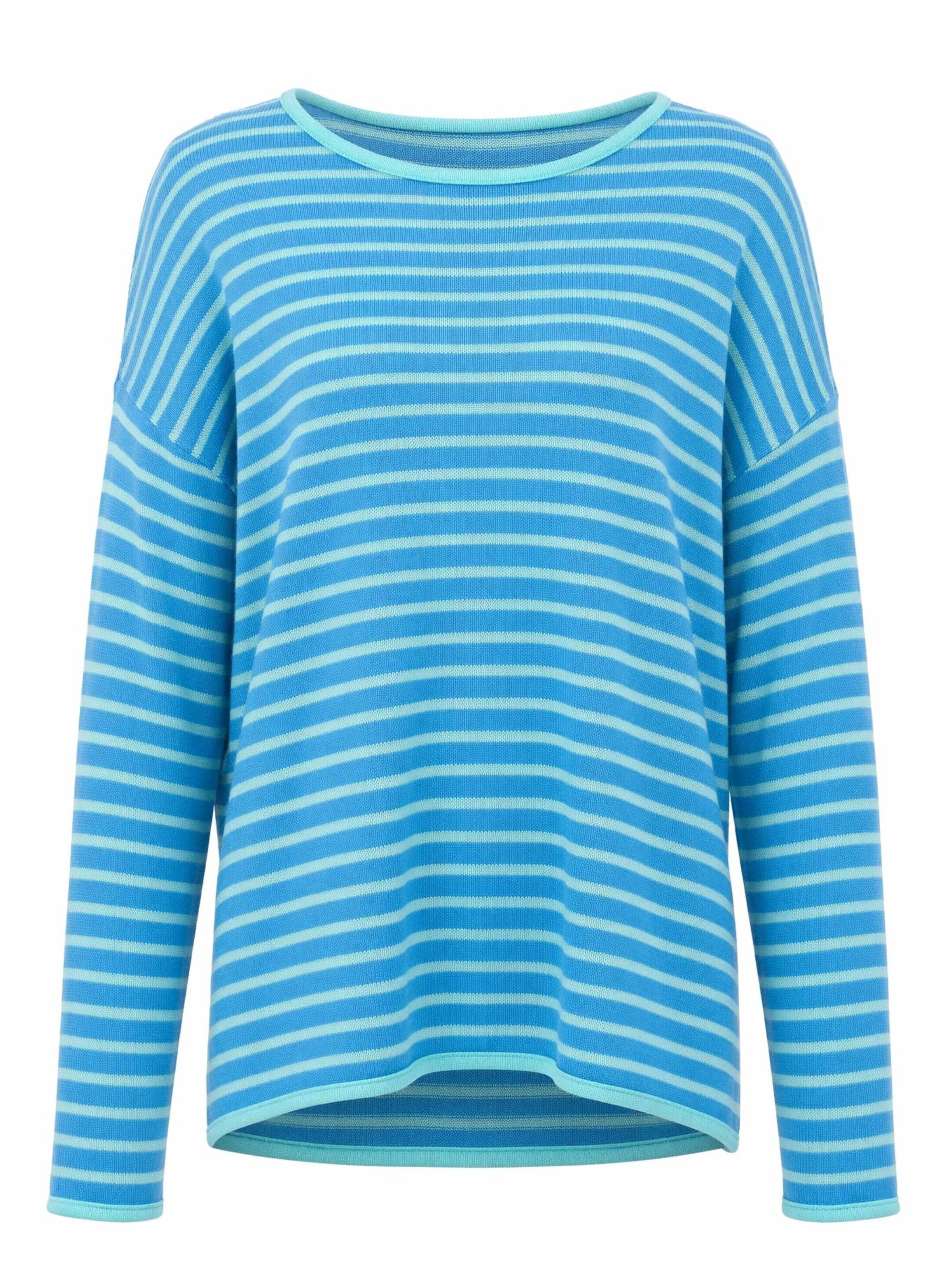 ARACH&CLOZ Oversized Shirt 'Langarmshirt Damen Oversize Shirt, Gestreiftes Off-Shoulder Top für Sommer und Urlaub' in Blue: front