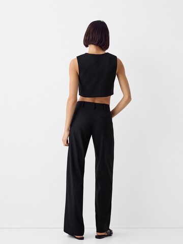 Wide Leg Pantalon à plis Bershka en noir