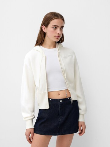 Bershka Knit cardigan in Beige: front