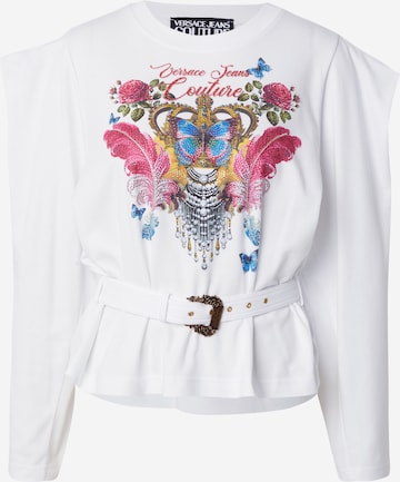 Pulover de la Versace Jeans Couture pe alb: față