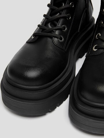 Pull&Bear Lace-Up Ankle Boots in Black