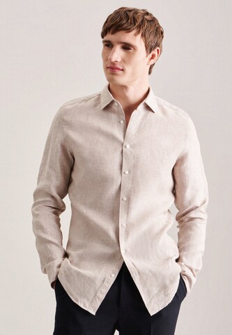 SEIDENSTICKER Slim fit Button Up Shirt in Beige: front