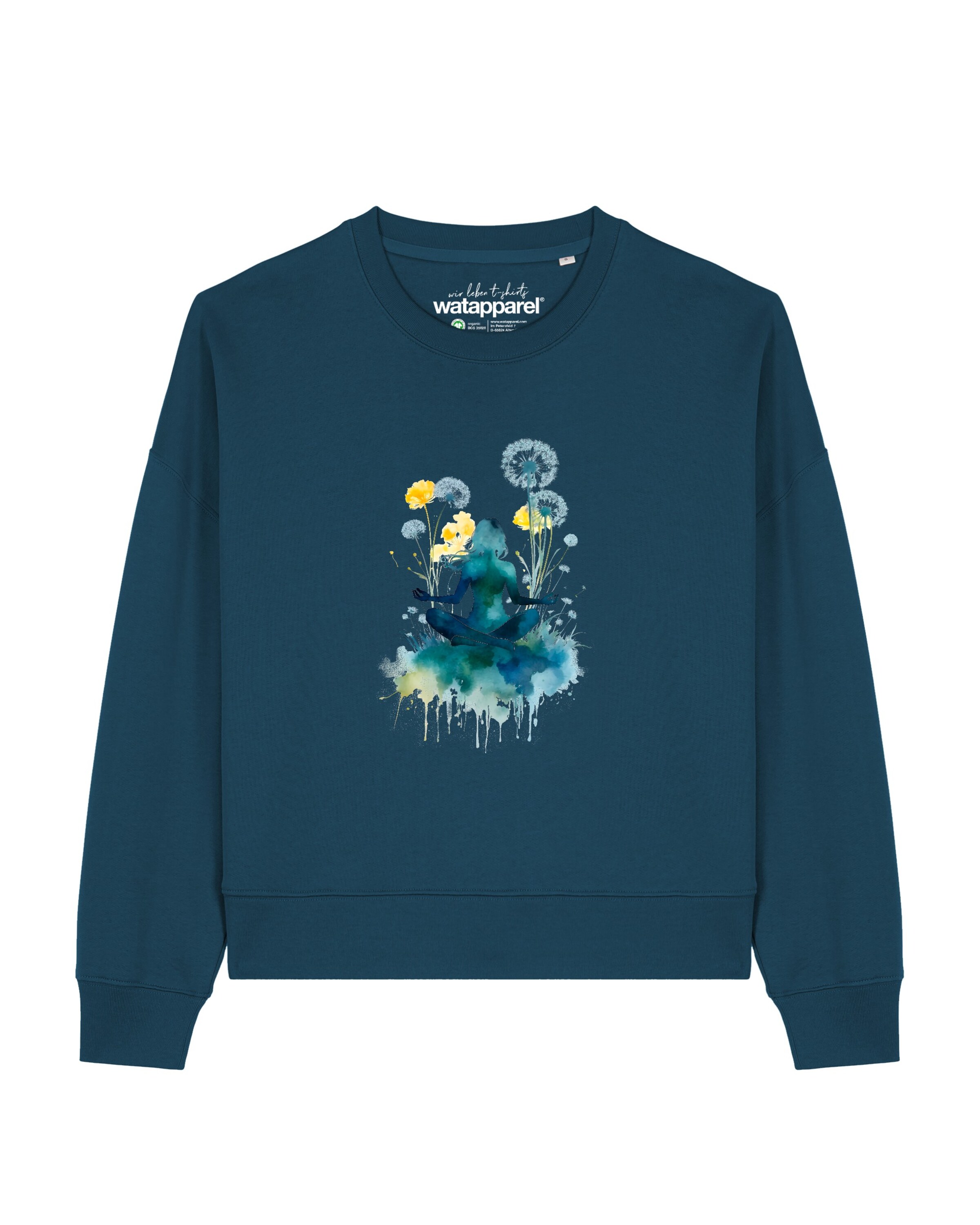 Watapparel Sweatshirt 'Yoga & Meditation' in Groen: voorkant
