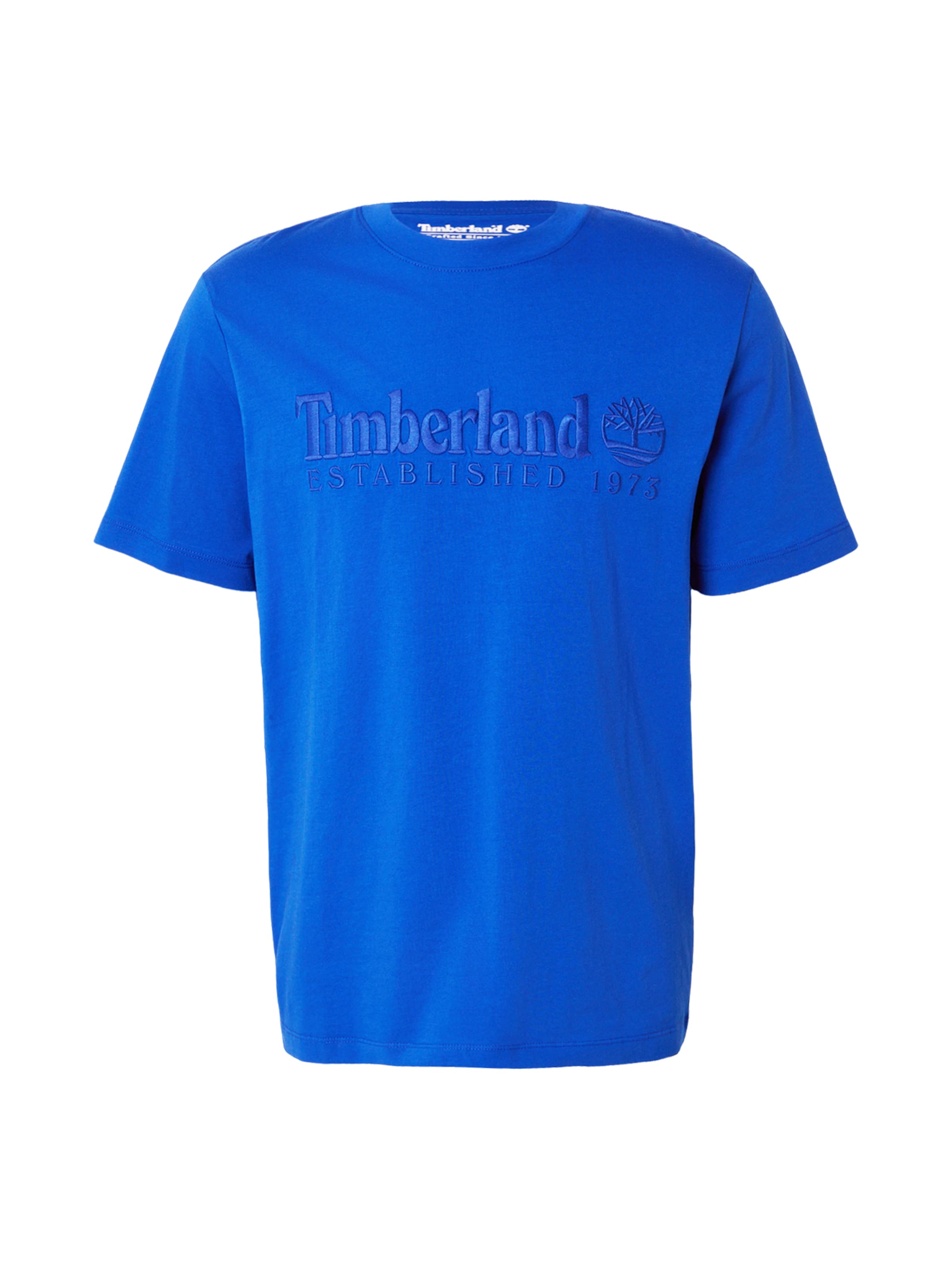 TIMBERLAND Majica 'ESTABLISHED 1973' | modra barva: sprednja stran