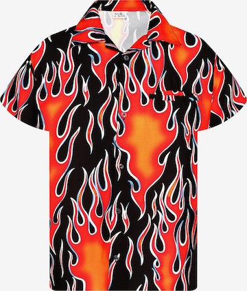 King Kameha Shirt 'Flames Wild' in Rot: Vorderseite