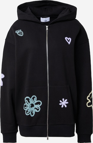 florence by mills exclusive for ABOUT YOU Zip-Up Hoodie 'Phoenix' in Black: front