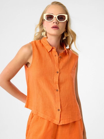 DIMI Blouse 'Kurze Damen Leinen Top' in Orange: front