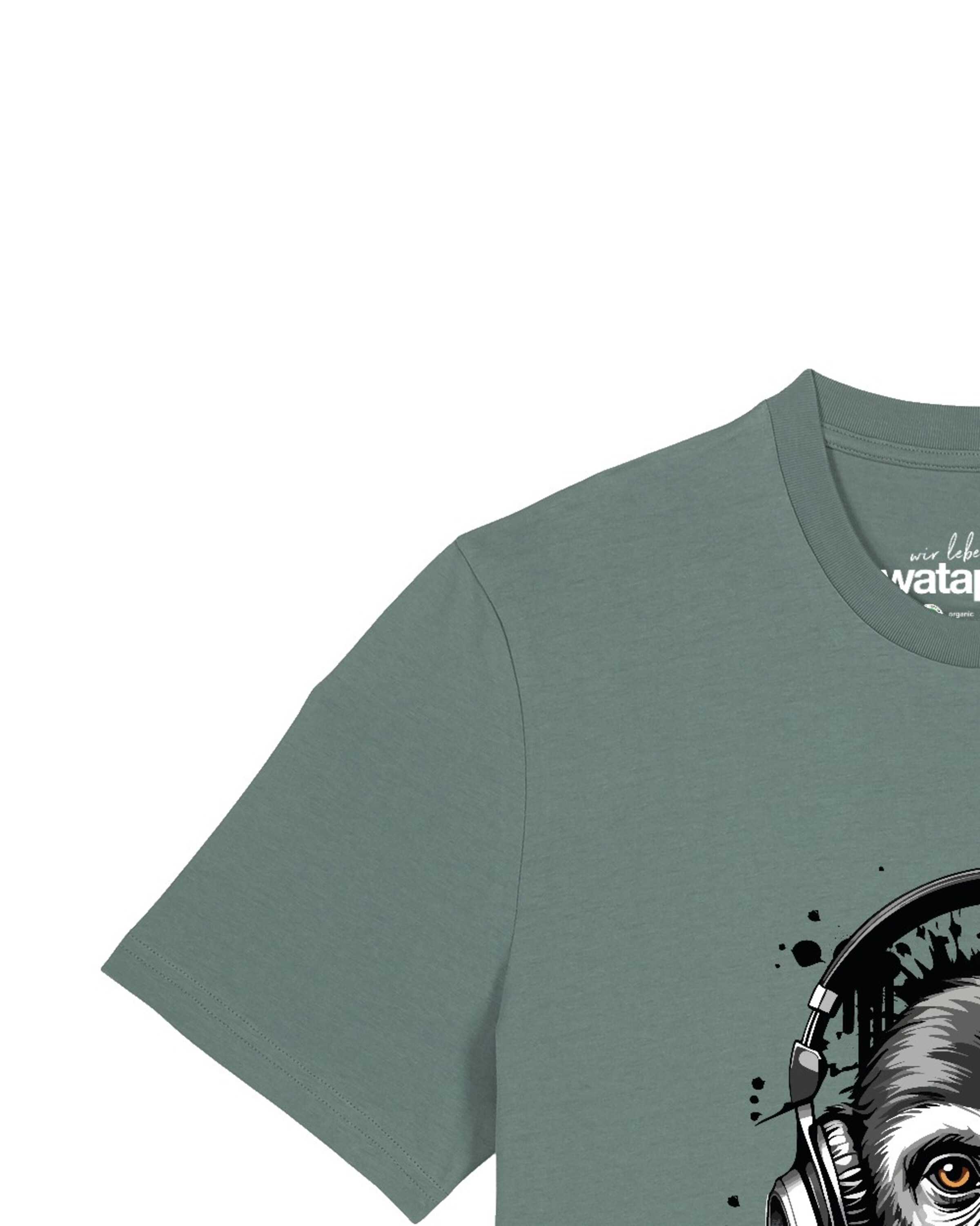 Maglietta 'Affe hört Musik' di Watapparel in verde