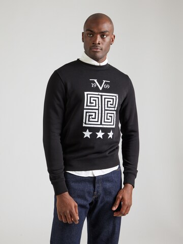 Bluză de molton 'Nico' de la 19V69 ITALIA pe negru: față