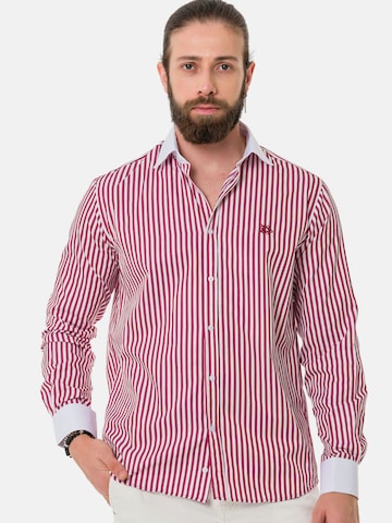 CIPO & BAXX Slim Fit Hemd 'CH192' in Rot: Vorderseite