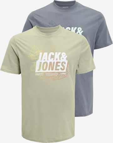 Jack & Jones Plus Тениска 'MAP' в сиво: отпред