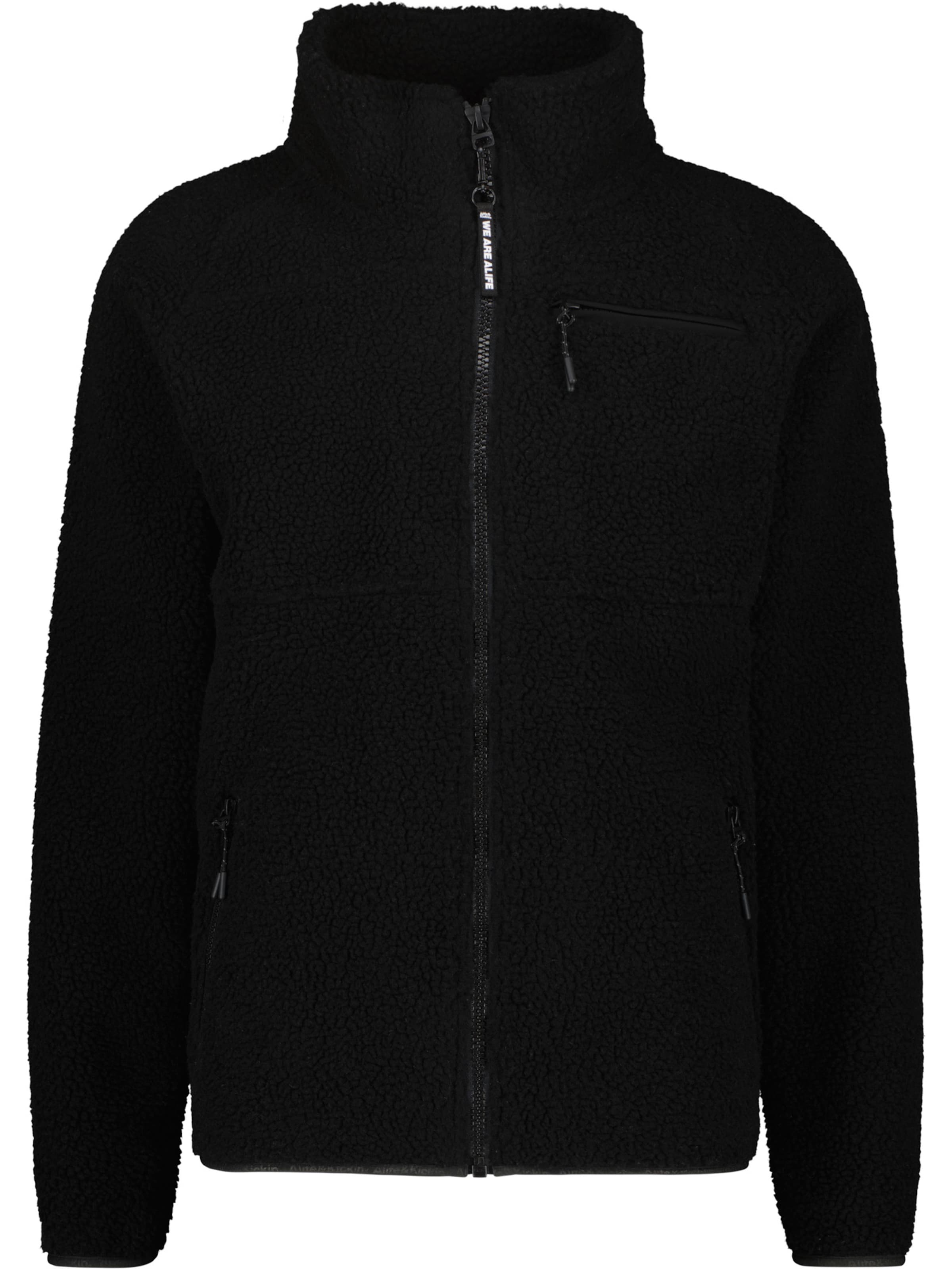 alife & kickin Fleece Jacket 'RocAK' in Black: front