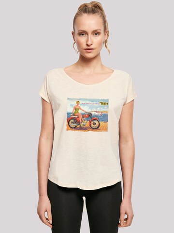 T-shirt 'BSA C15 Star 1962 Motorcycle Dockside Ad' F4NT4STIC en beige : devant