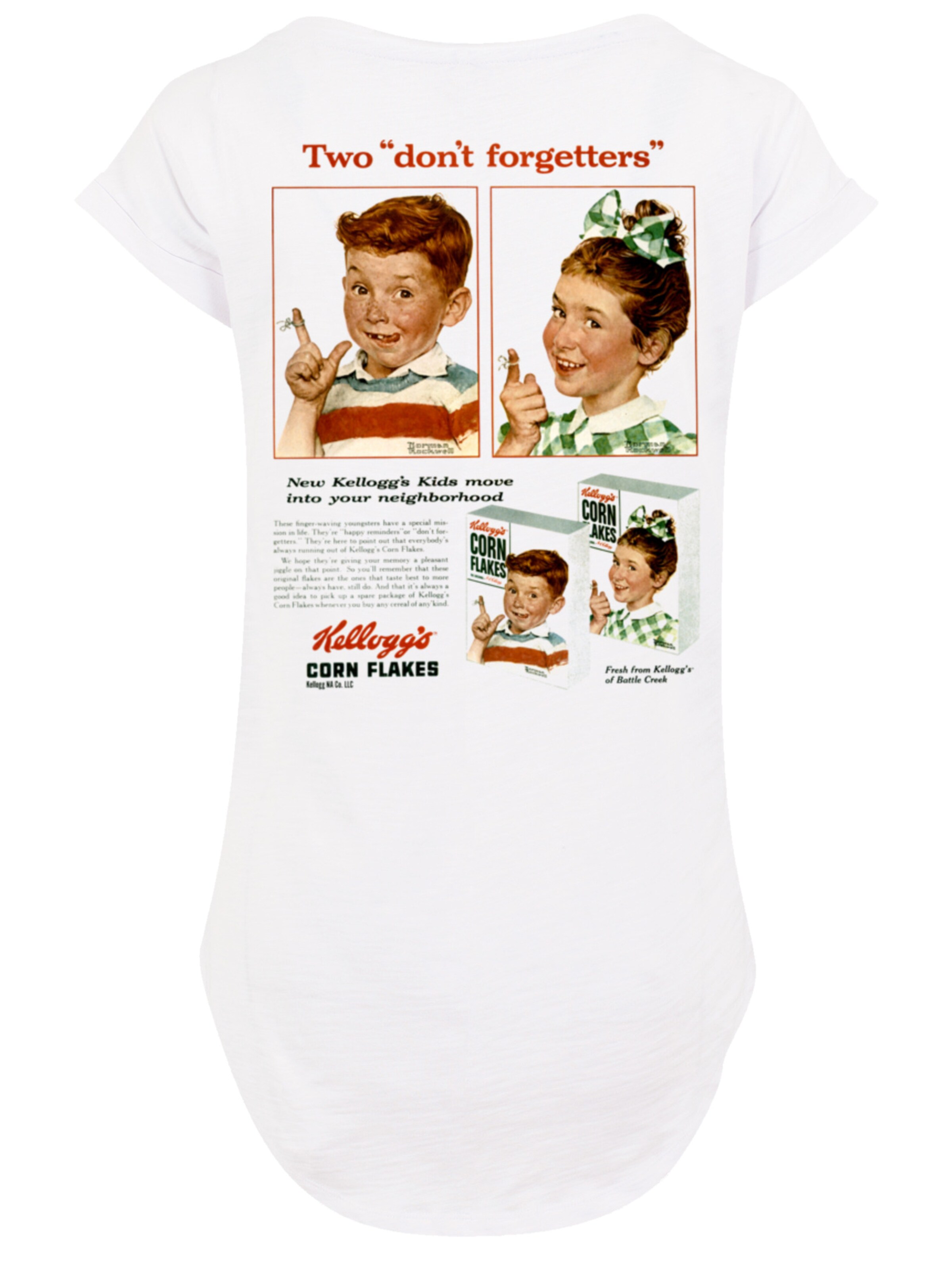 T-shirt 'Kellogg's Corn Flakes Cereal Box Children Retro' F4NT4STIC en blanc : devant
