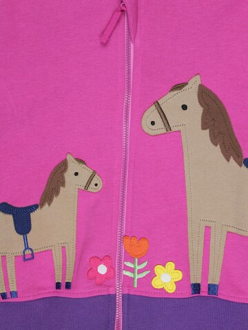 Toby Tiger Zip-Up Hoodie 'Pferde' in Pink