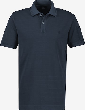 LERROS Poloshirt, unifarben aus gestreiftem Piqué-Gewebe in Blau: Vorderseite