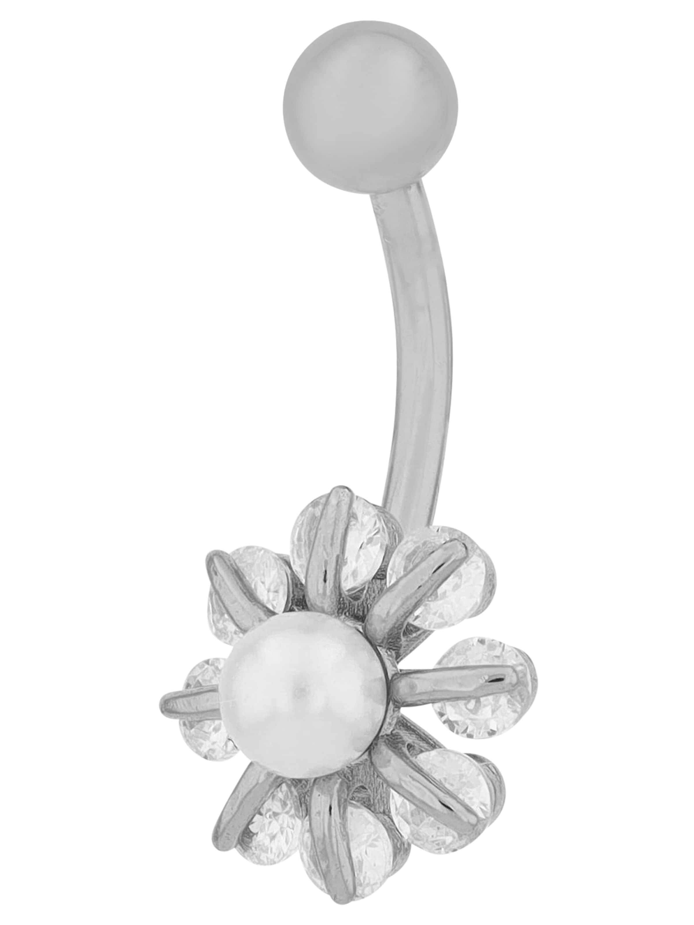 Akzent Piercingschmuck 'Zirkonia'‌‌‌‌‌‌‌‌‌ in Silber: Vorderseite