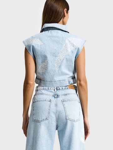 IT'S BASIC Bodywarmer 'RHINESTONE DENIM WAISTCOAT' in Blauw