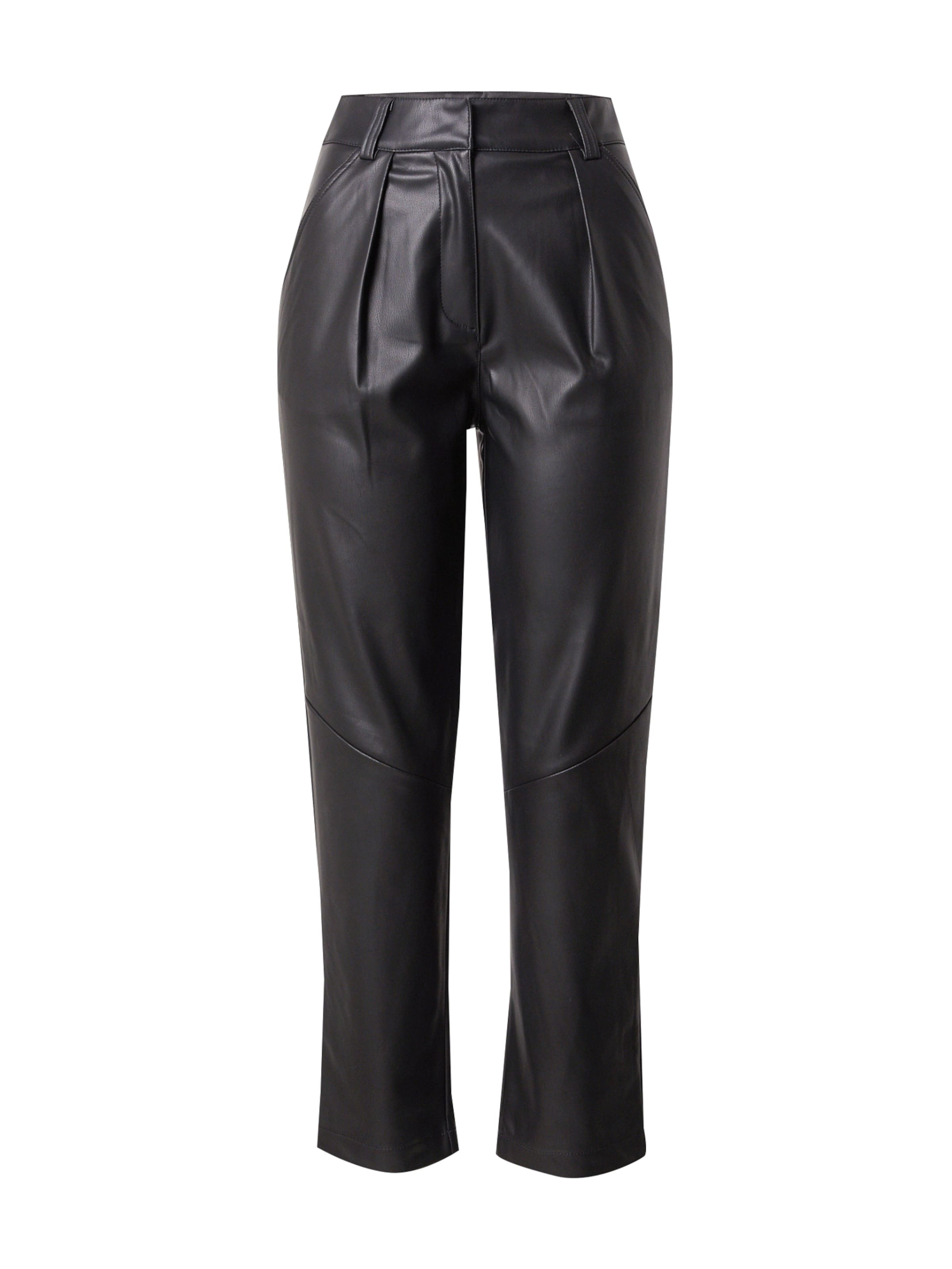 TOPSHOP - Regular Calças com pregas em preto: frente