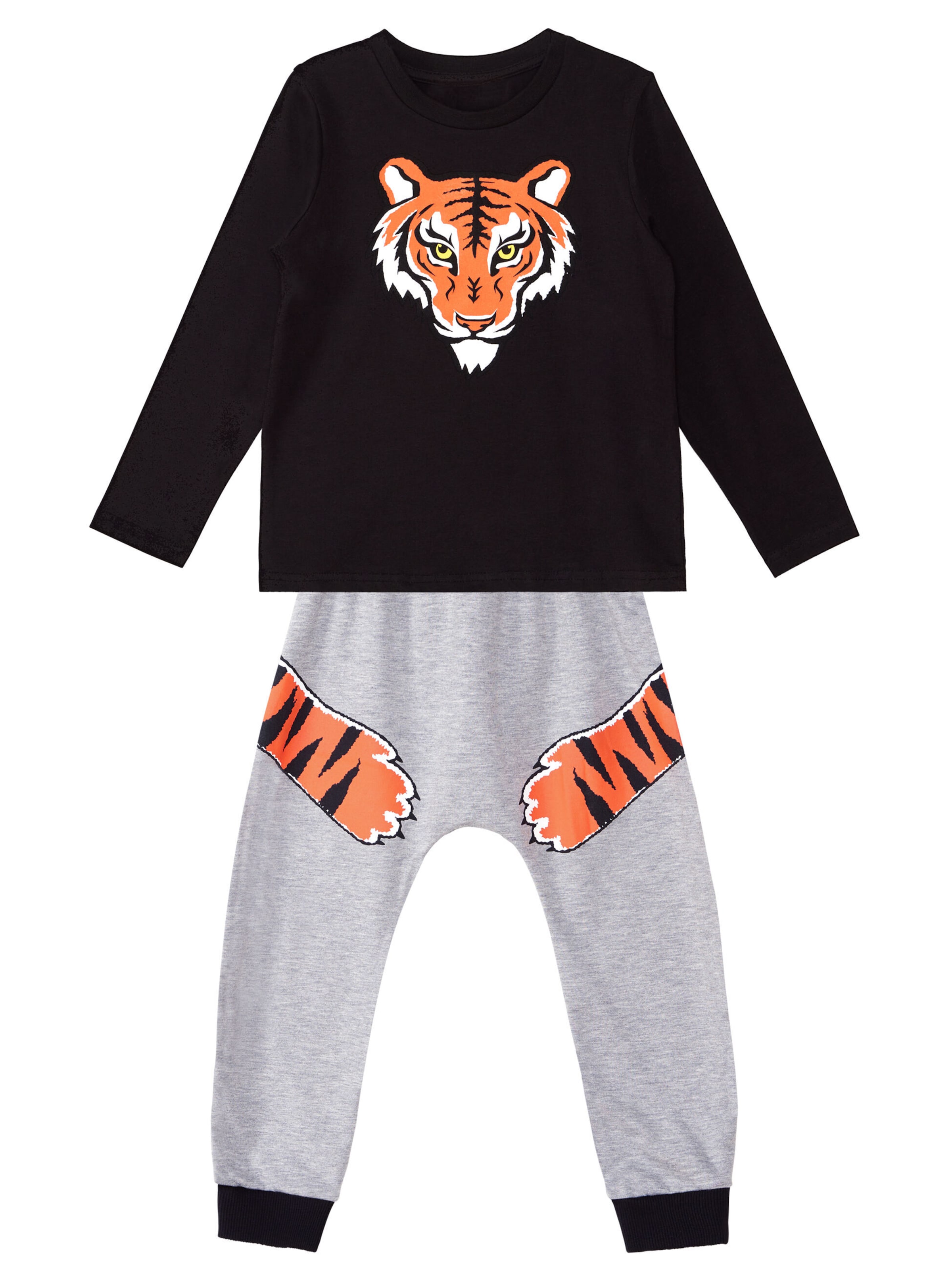 Set 'Tiger Paws' di Denokids in nero: frontale