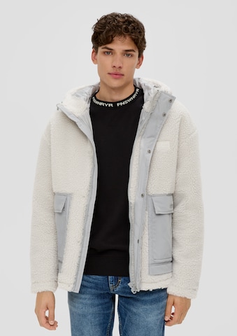 QS Fleece jas in Wit: voorkant