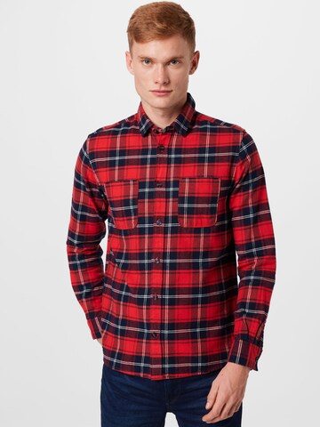 TOM TAILOR Comfort fit Button Up Shirt in Red: front