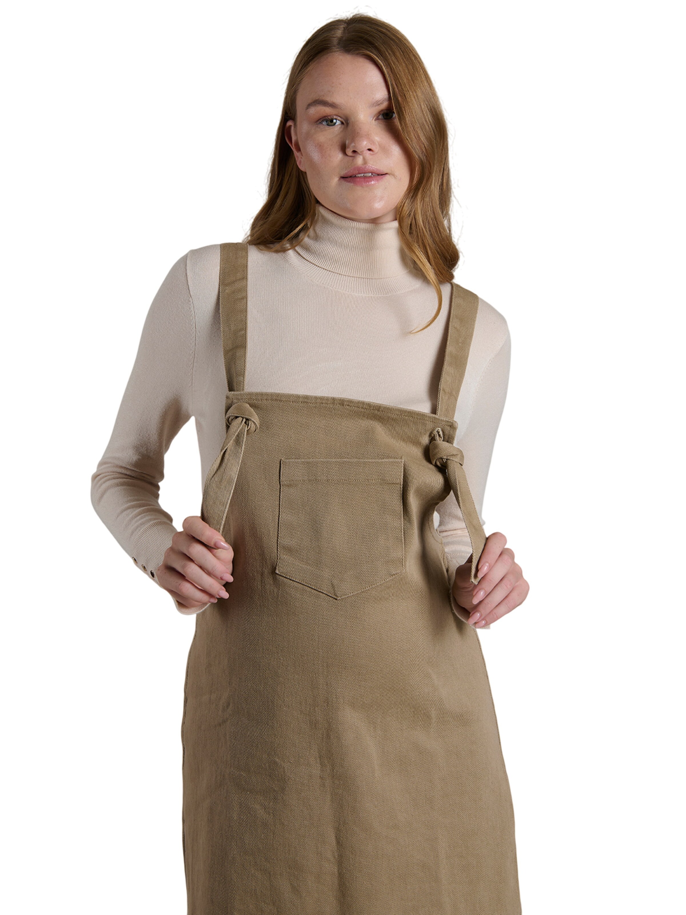 LYN MAMA Dungaree skirt in Beige