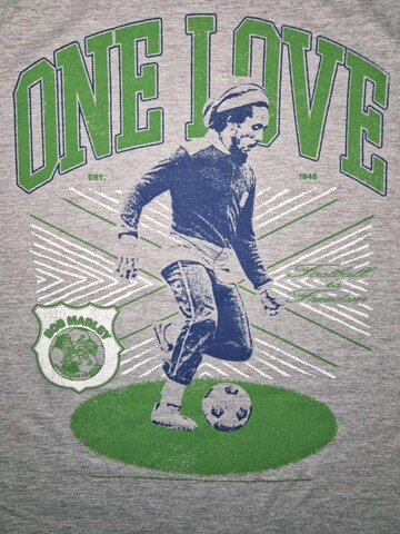 Bob Marley Koszulka 'Bob Marley One Love, FootBall T-Shirt' w kolorze szary
