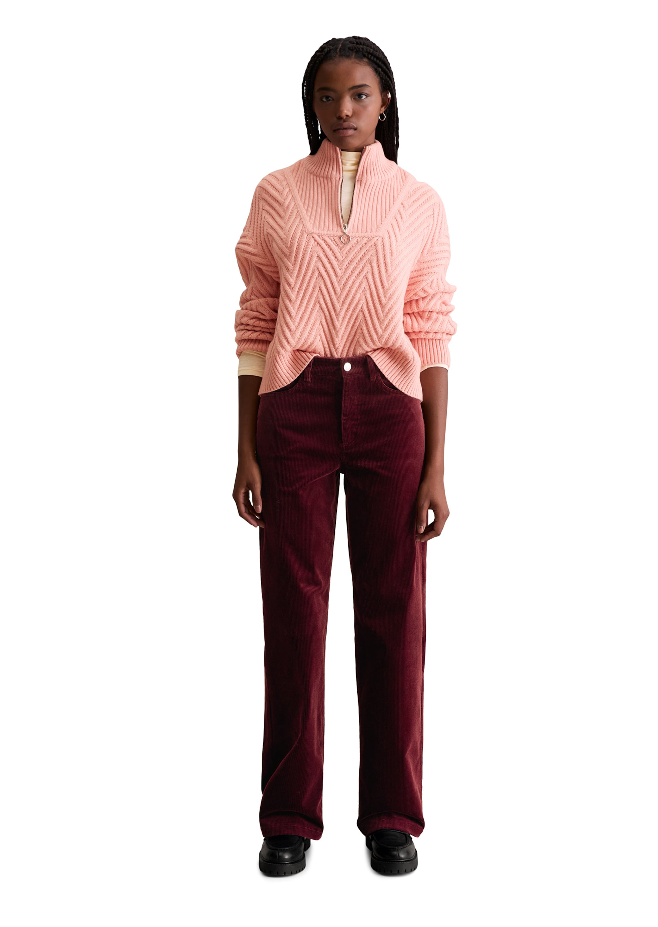 Marc O'Polo DENIM Široký strih Nohavice 'Tomma' - Červená