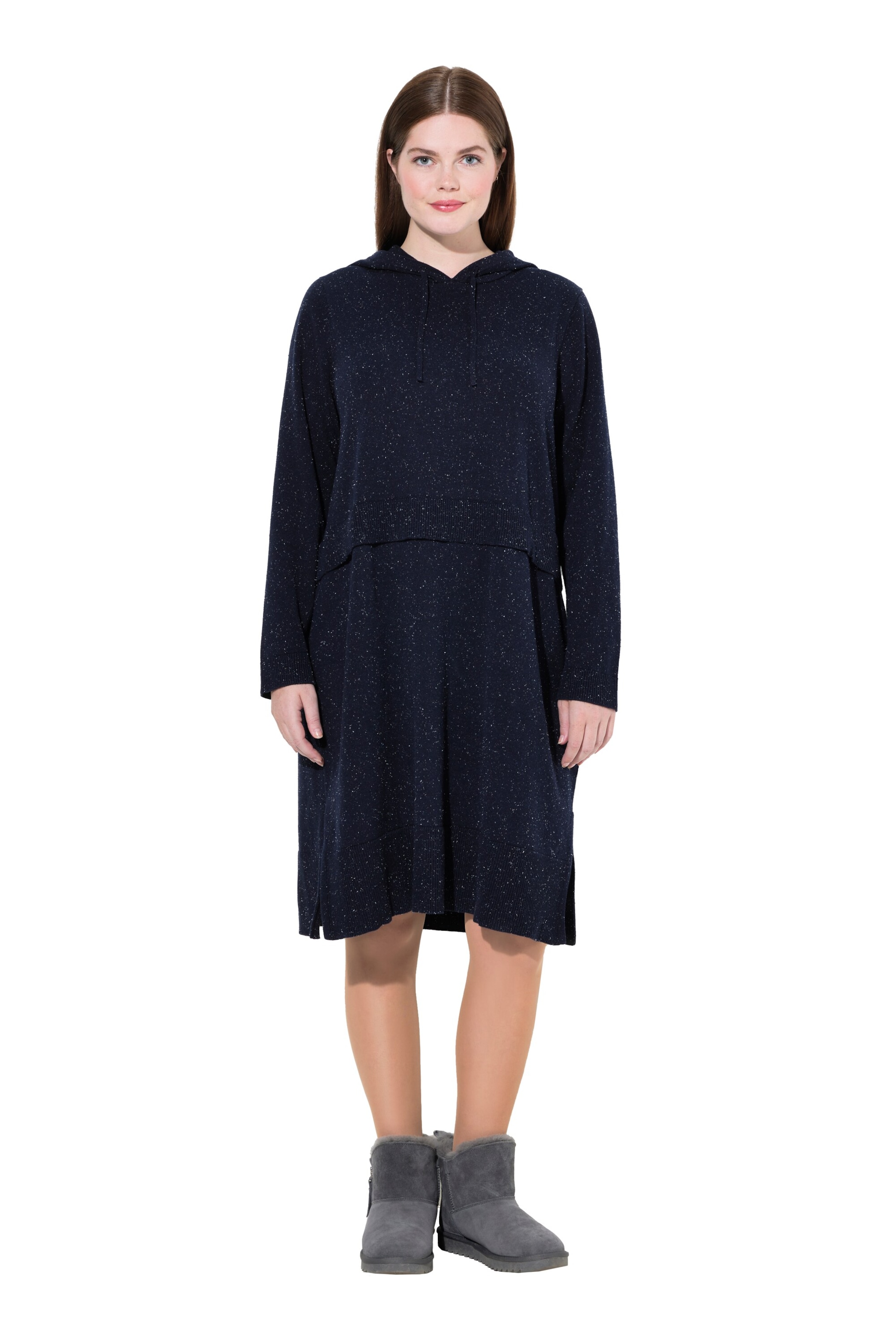 Ulla Popken Strikkjole i blå: forside