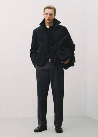 MANGO MAN Regular Pleat-Front Pants 'Piedra' in Black