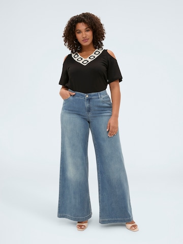 Wide Leg Jean Fiorella Rubino en bleu
