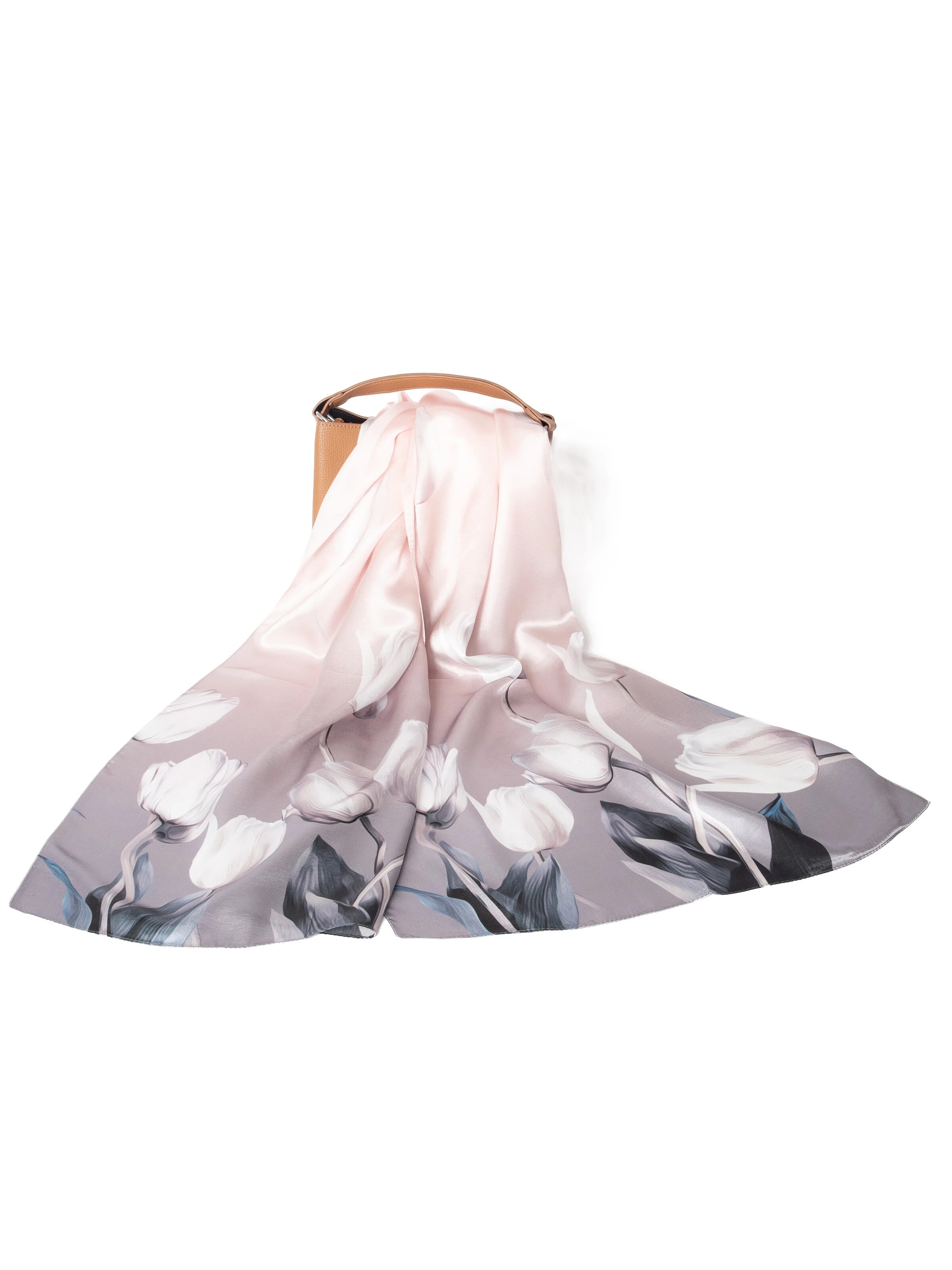 MayTree - Chal 'Seidenschal Tulpen rosa 55 x 175 cm' en rosa