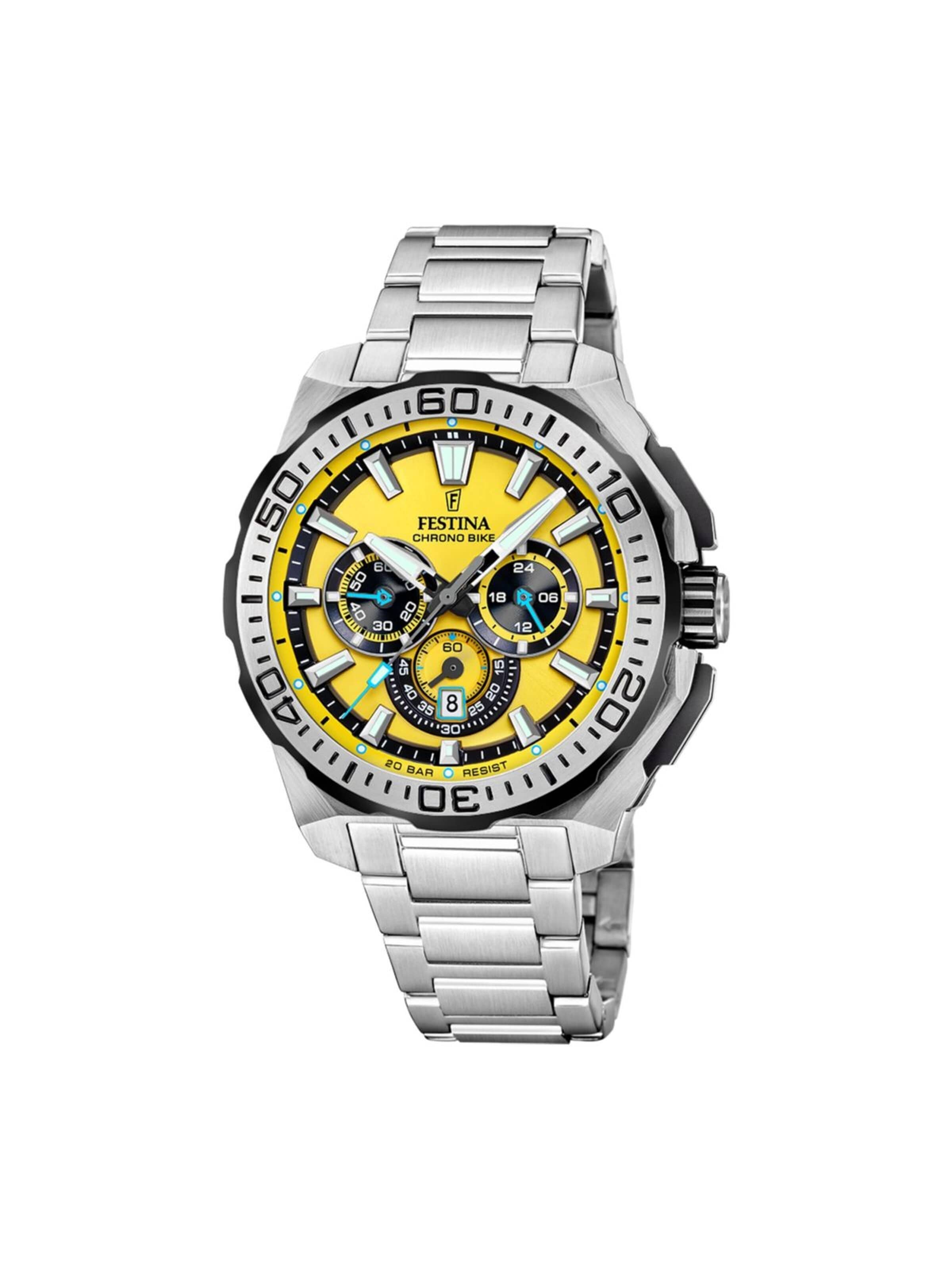 Montre à affichage analogique 'Chrono Bike' FESTINA en jaune : devant