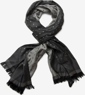 styleBREAKER Schal 'Edler Schal mit Quadratischem Muster' in Schwarz: Vorderseite